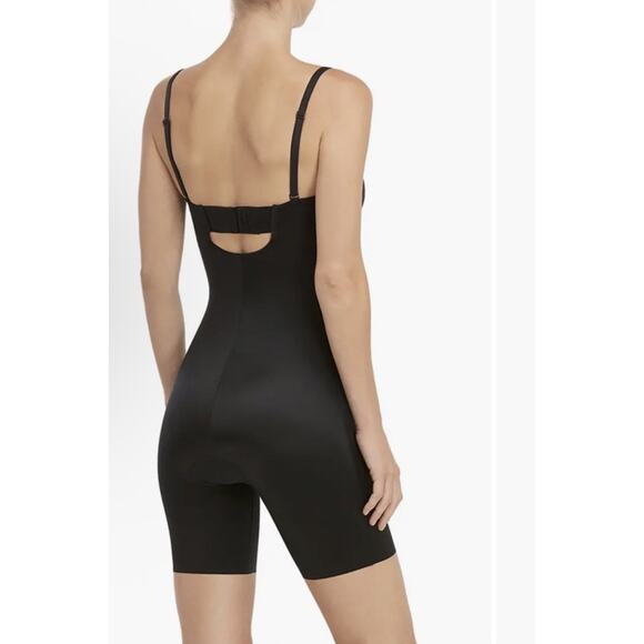 Spanx Suit Your Fancy Strapless Mid-Thigh Cupped Body Suit in Very Black Size L - Picture 3 of 11